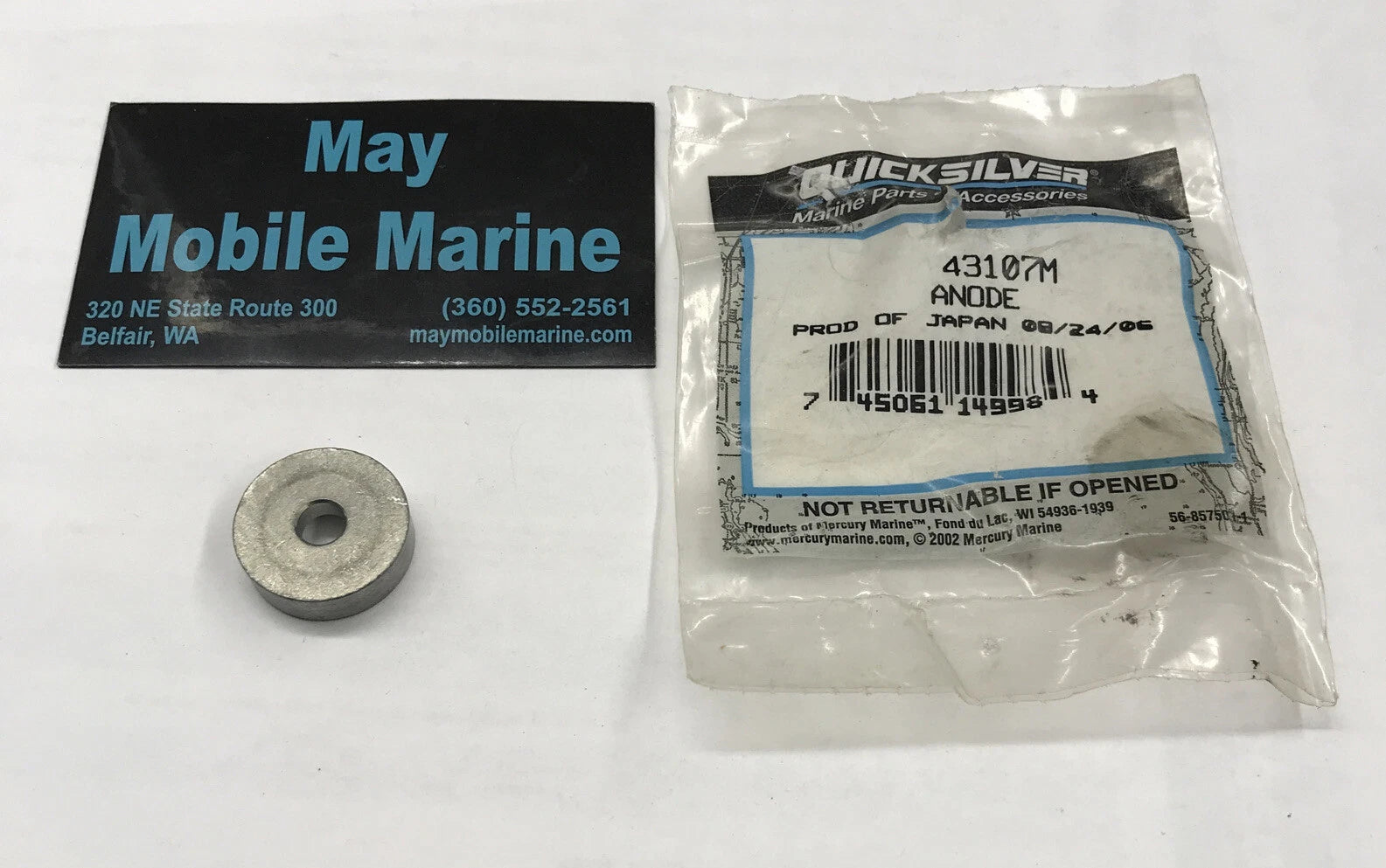 NOS OEM MERCURY QUICKSILVER ANODE NLA PN 43107M