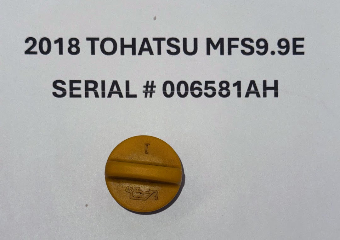 Used Tohatsu engine oil filler cap 3R0710151M 2018 MFS9.9E