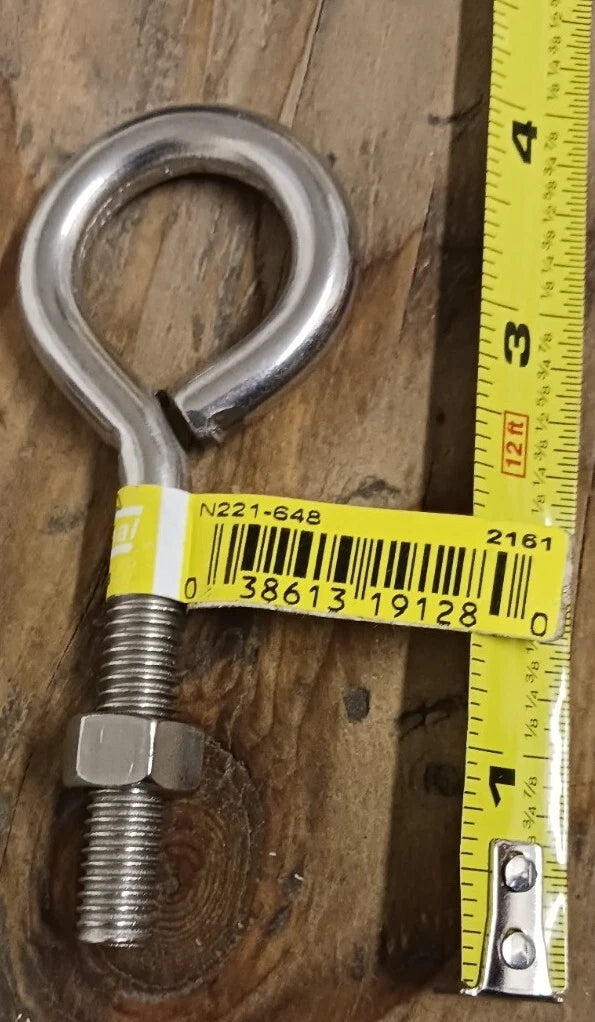 N221648 2161BC 3/8" × 4" EYE BOLT STAINLESS STEEL FINISH STAIN